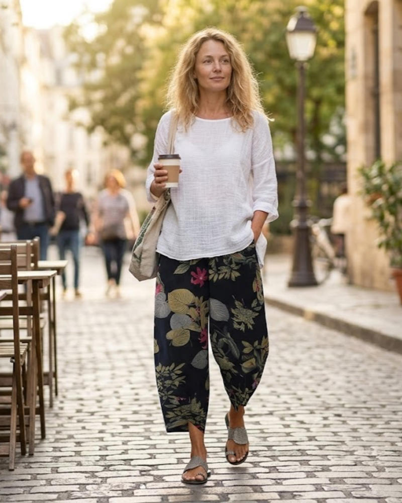 Pantalón Harem de Lana para Mujer Bohemio – Pantalón Corto de Algodón Estampado con Bolsillos
