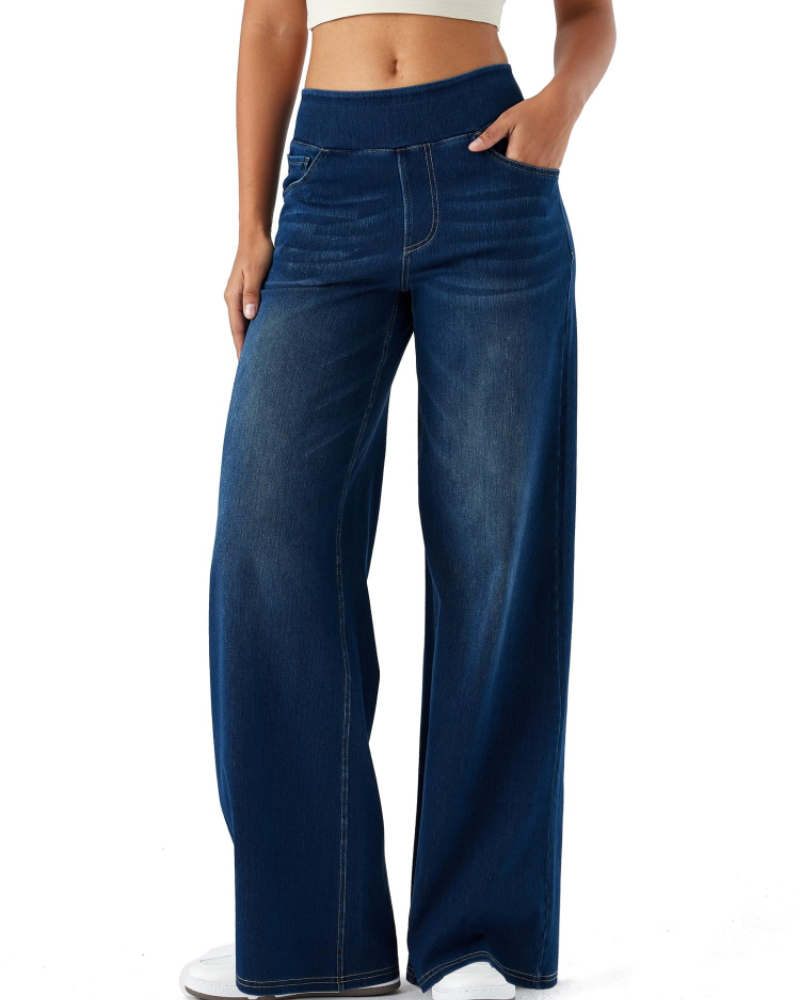 Ysélane Jean Wide Leg für Damen – Stretchhose mit hoher Taille in Denim-Optik