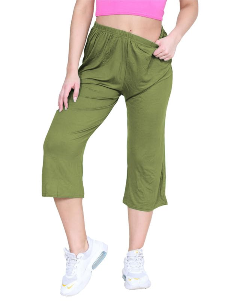 Fiorenza Saia-Calça Tamanho Grande Mulher – Calças 3/4 Largas em Viscose