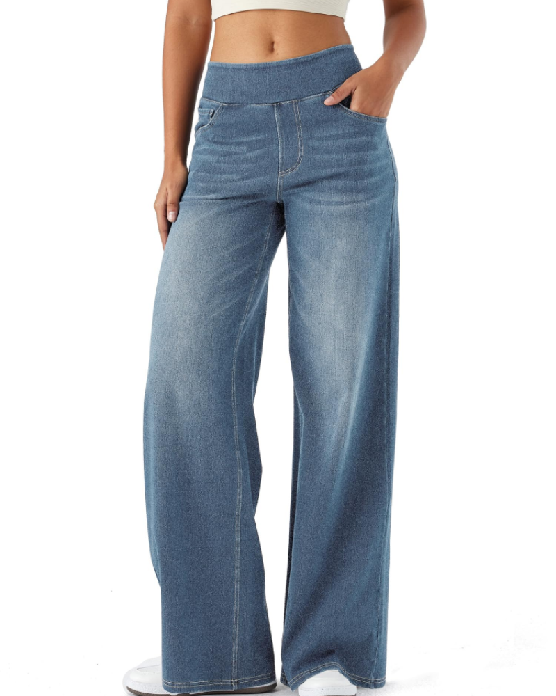 Ysélane Jean Wide Leg für Damen – Stretchhose mit hoher Taille in Denim-Optik