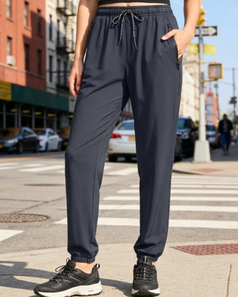Jasmine Women's Sports Pants – High-Waisted Jogging Quick-Dry with Zippered Pockets