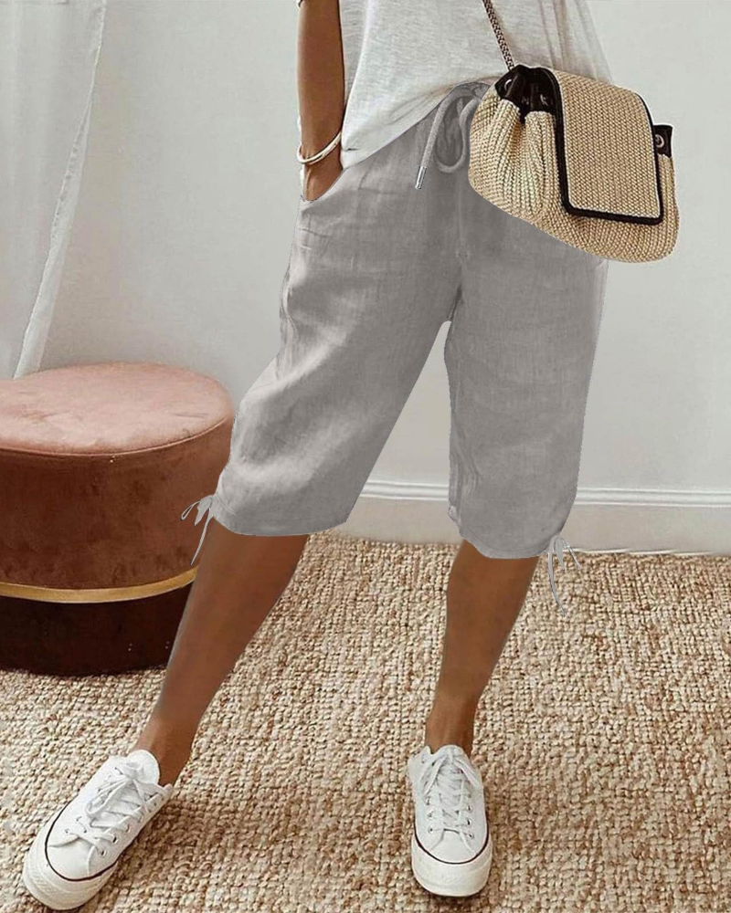 Bermudas cortos Savannah para mujer – Shorts de algodón y lino con cintura elástica y bolsillos