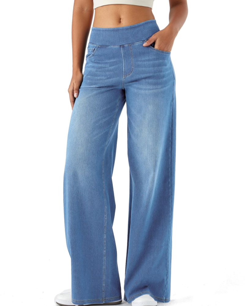 Ysélane Jean Wide Leg für Damen – Stretchhose mit hoher Taille in Denim-Optik