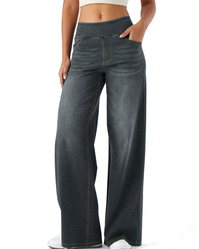 Ysélane Jean Wide Leg für Damen – Stretchhose mit hoher Taille in Denim-Optik
