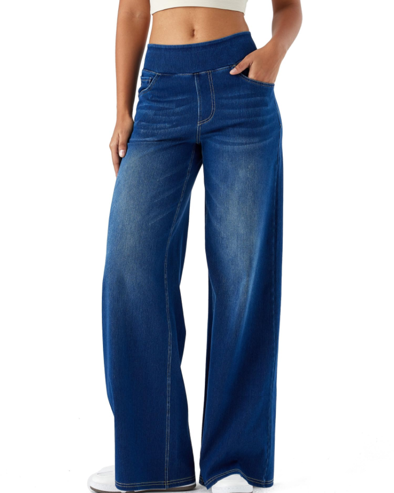Ysélane Jean Wide Leg für Damen – Stretchhose mit hoher Taille in Denim-Optik