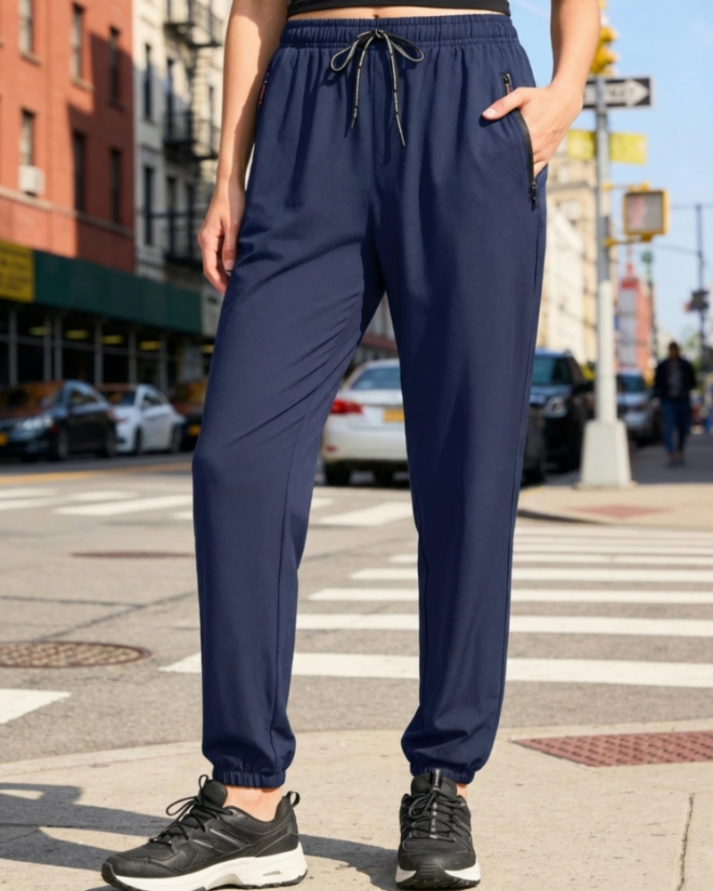 Jasmine Women's Sports Pants – High-Waisted Jogging Quick-Dry with Zippered Pockets