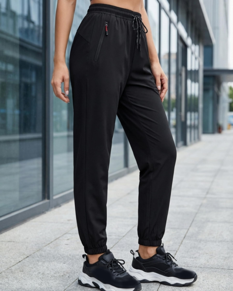 Jasmine Women's Sports Pants – High-Waisted Jogging Quick-Dry with Zippered Pockets