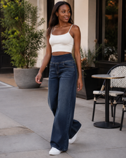 Ysélane Jean Wide Leg für Damen – Stretchhose mit hoher Taille in Denim-Optik