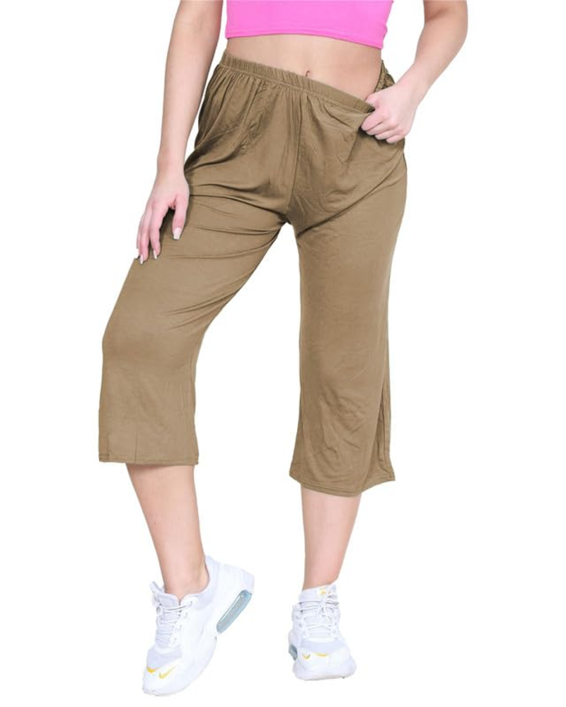 Fiorenza Saia-Calça Tamanho Grande Mulher – Calças 3/4 Largas em Viscose