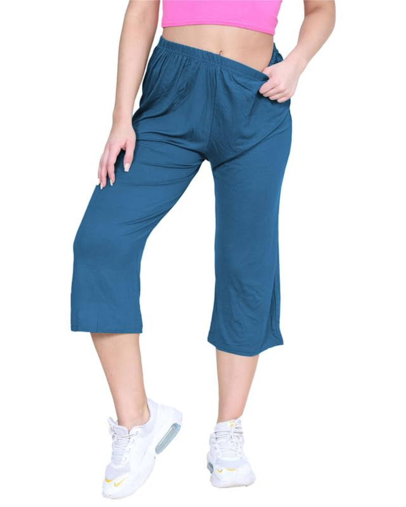 Fiorenza Saia-Calça Tamanho Grande Mulher – Calças 3/4 Largas em Viscose