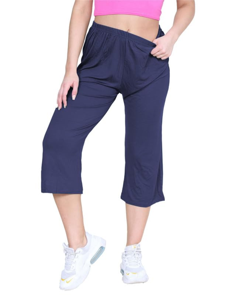 Fiorenza Saia-Calça Tamanho Grande Mulher – Calças 3/4 Largas em Viscose