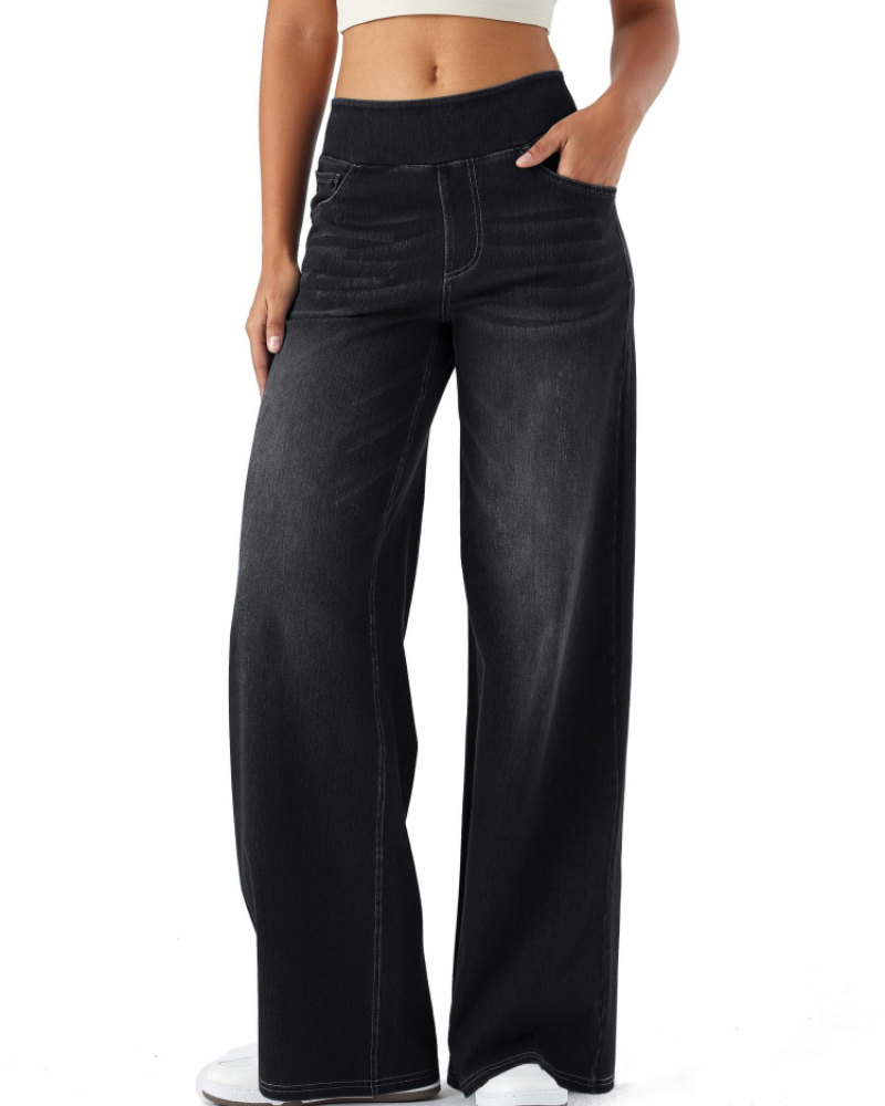 Ysélane Jean Wide Leg für Damen – Stretchhose mit hoher Taille in Denim-Optik