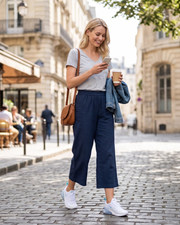 Fiorenza Saia-Calça Tamanho Grande Mulher – Calças 3/4 Largas em Viscose
