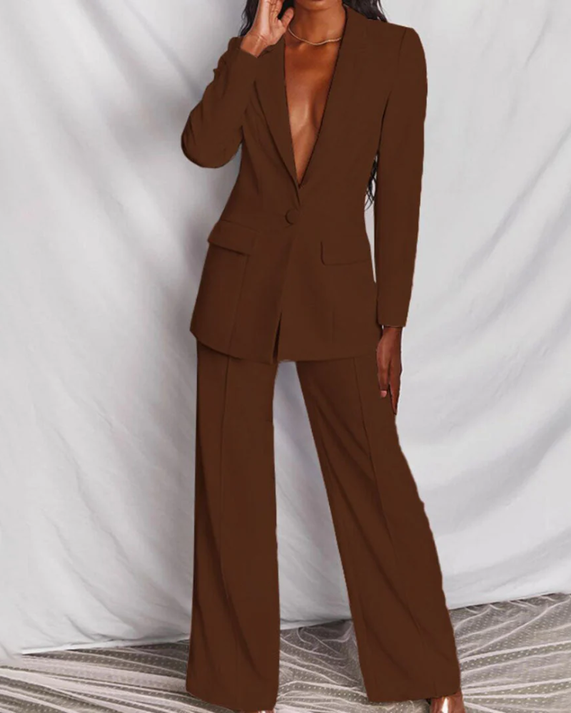Presley Women's Ensemble Blazer – 2-Piece Tailored Set Fitted Jacket Elegant Office Pants Chic