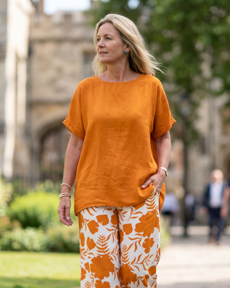 Madison Damen Ensemble 2-teilig – Blumiges Oberteil & Elegante Weite Sommerhose