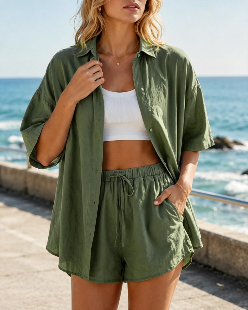 Completo Donna Geraldine 2 Pezzi – Top e Pantaloncini in Cotone Leggero Estivo