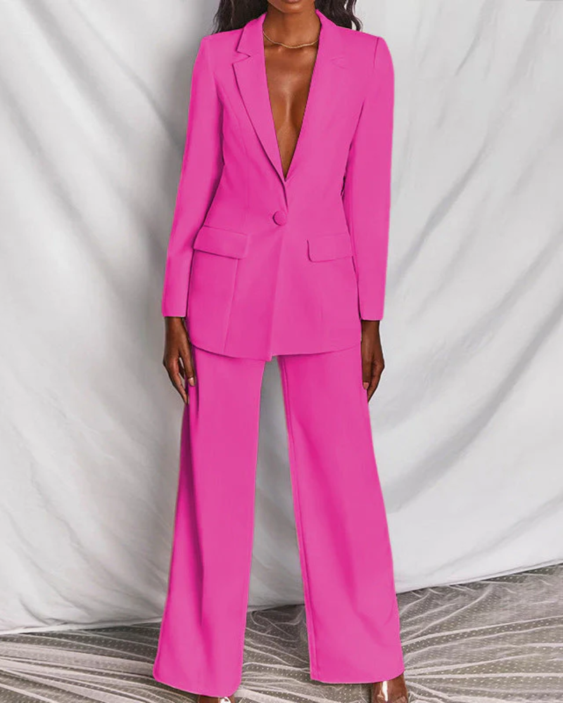 Blazer Presley para mujer – Traje de 2 piezas con chaqueta entallada y pantalón elegante para oficina chic