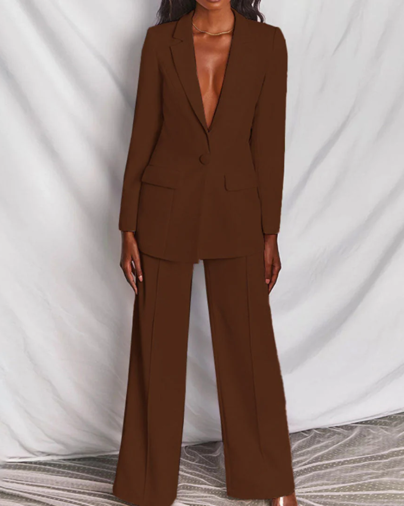Presley Women's Ensemble Blazer – 2-Piece Tailored Set Fitted Jacket Elegant Office Pants Chic