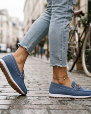 Μοκασίνια Yvette Γυναικεία – Loafers από Αεριζόμενο Δίχτυ με Μεταλλική Λεπτομέρεια για Φόρεμα