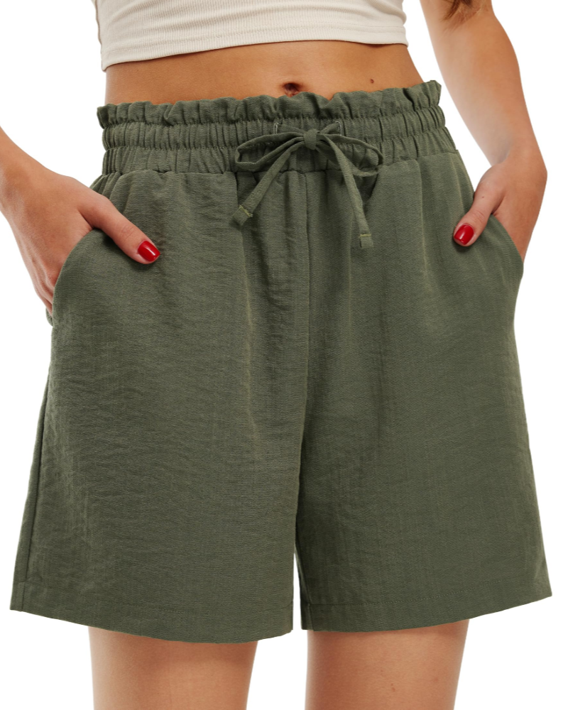 Bella Short en Lin Damskie – Lekkie Szorty z Wysokim Stanem i Kieszeniami na Lato
