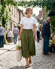 Gonna Midi Utility Rowan da Donna – Gonna a Vita Alta con Bottoni e Tasche