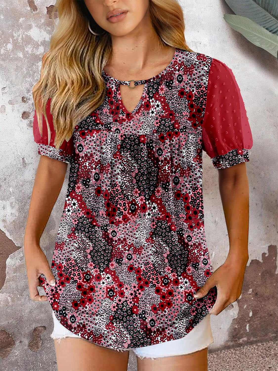 Camicia da donna Fairy casual – Blusa fluida con scollo rotondo e maniche corte