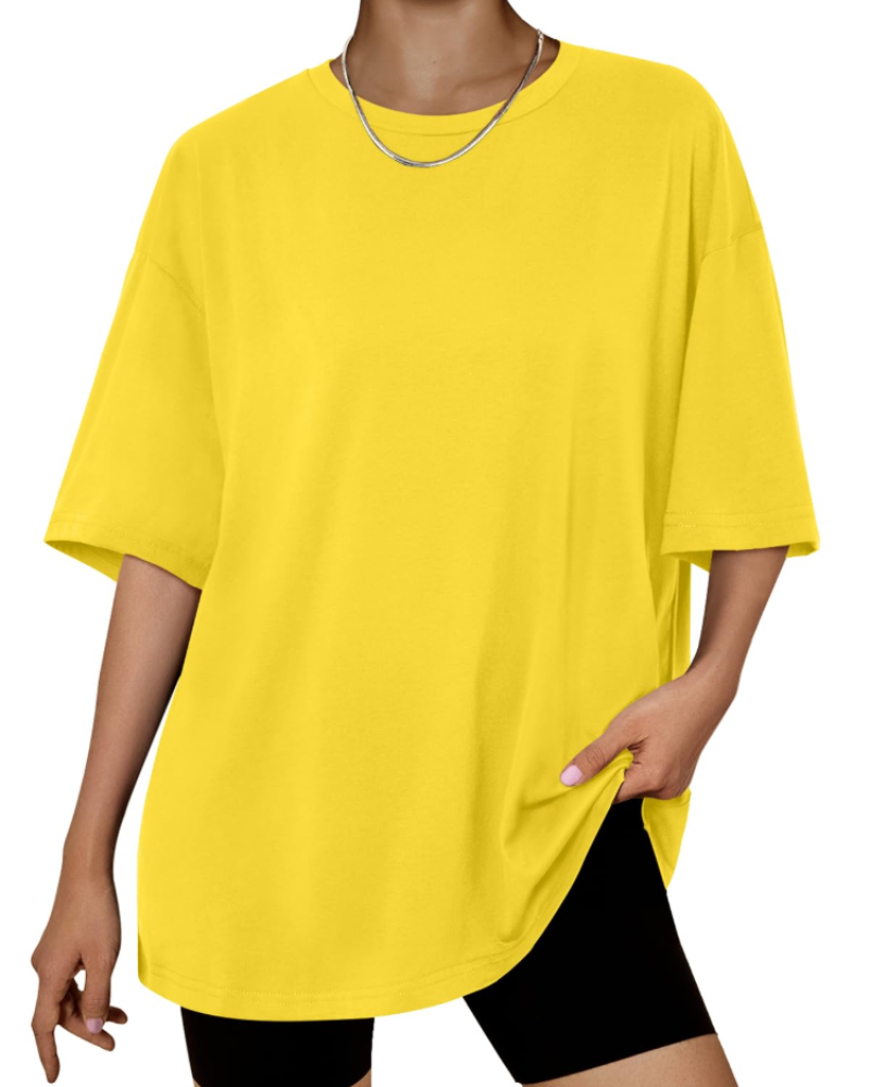 Camiseta Oversize Fantasía para Mujer – Top Largo con Cuello Redondo y Mangas Cortas