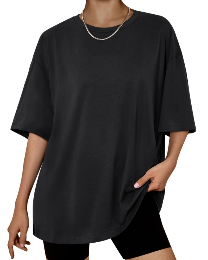 Camiseta Oversize Fantasía para Mujer – Top Largo con Cuello Redondo y Mangas Cortas