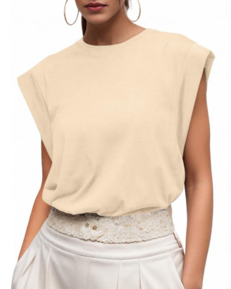 Fionna Women's Cotton T-Shirt – Elegant Short-Sleeve Round Neck Top