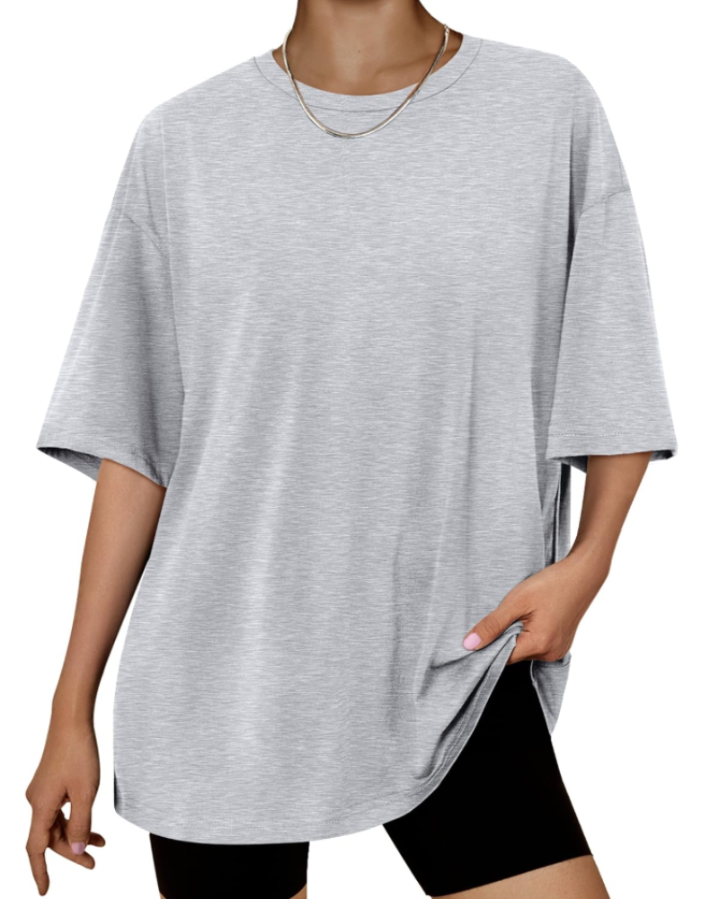 Camiseta Oversize Fantasía para Mujer – Top Largo con Cuello Redondo y Mangas Cortas