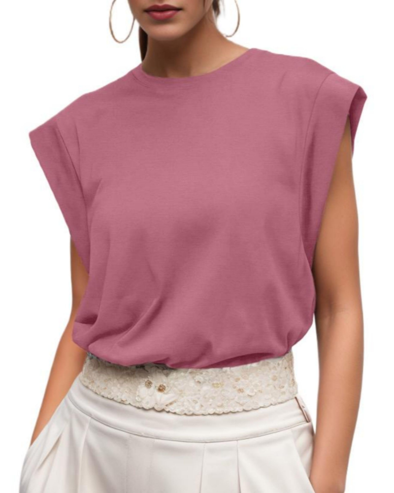Fionna Women's Cotton T-Shirt – Elegant Short-Sleeve Round Neck Top