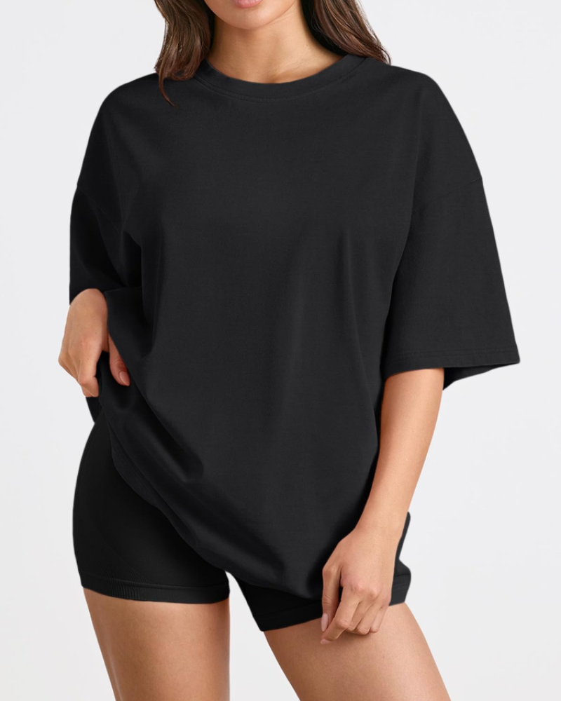 Camiseta Oversize Fantasía para Mujer – Top Largo con Cuello Redondo y Mangas Cortas