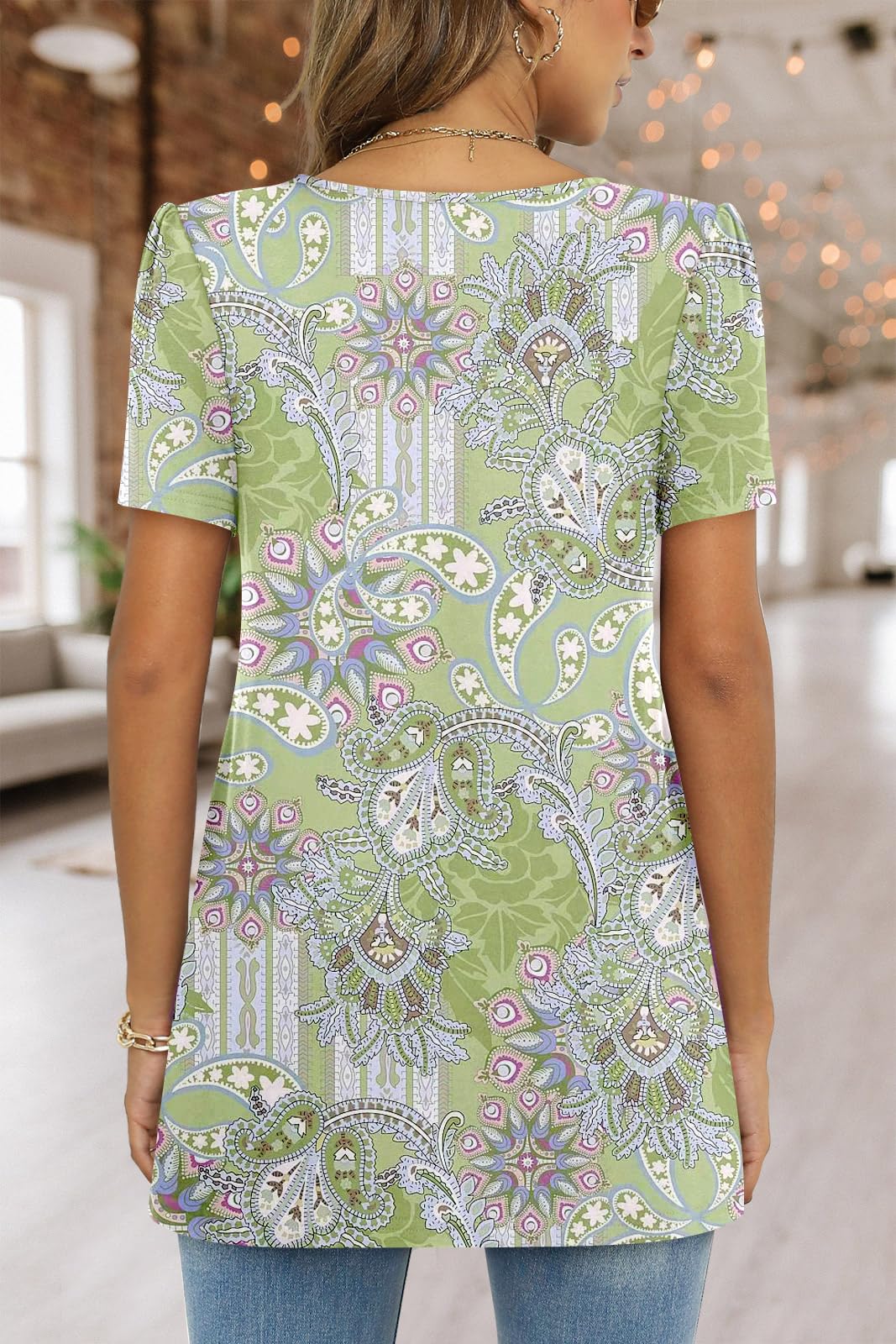 Camicia da donna Fairy casual – Blusa fluida con scollo rotondo e maniche corte