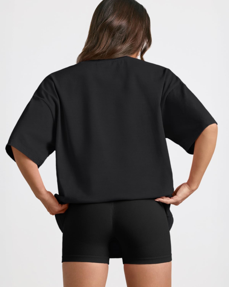 Camiseta Oversize Fantasía para Mujer – Top Largo con Cuello Redondo y Mangas Cortas