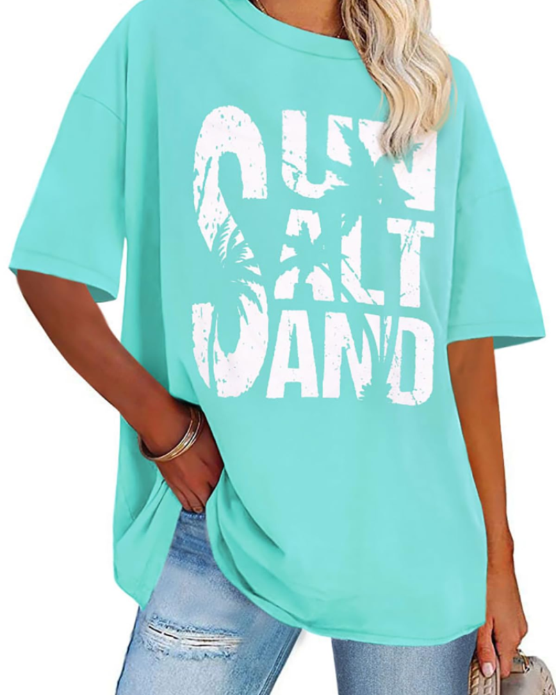 Mia T-shirt Dames Oversized Met Print – Casual Top Met Ronde Hals En Korte Mouwen