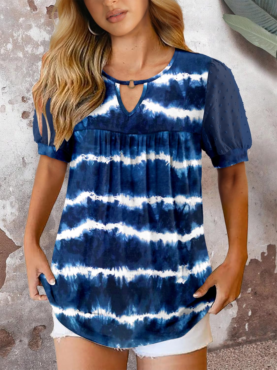 Camicia da donna Fairy casual – Blusa fluida con scollo rotondo e maniche corte