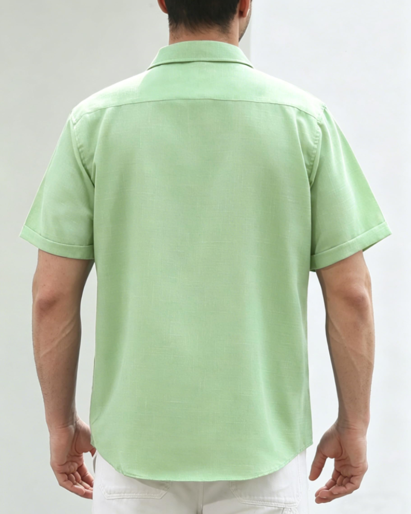 Asher Men's Linen Shirt – Short Sleeve Shirt with Hidden Buttons