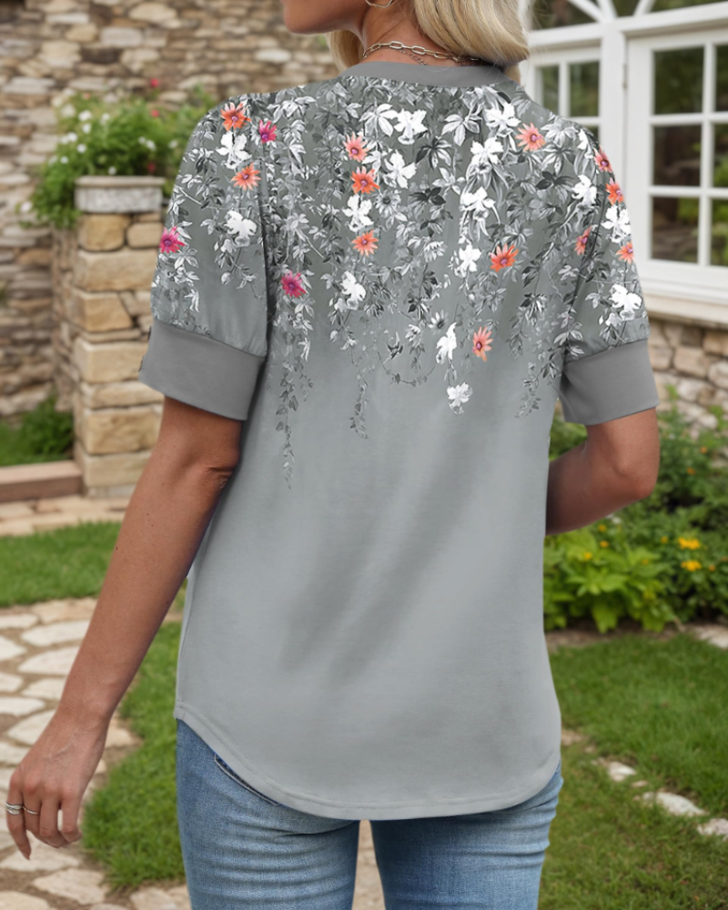 Grace Chemisier Femme Col V – Blouse Légère à Manches Courtes Élégante