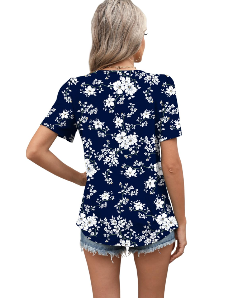 Blusa Elena Donna Estate – Floreale Maniche Corte Taglio Ampio