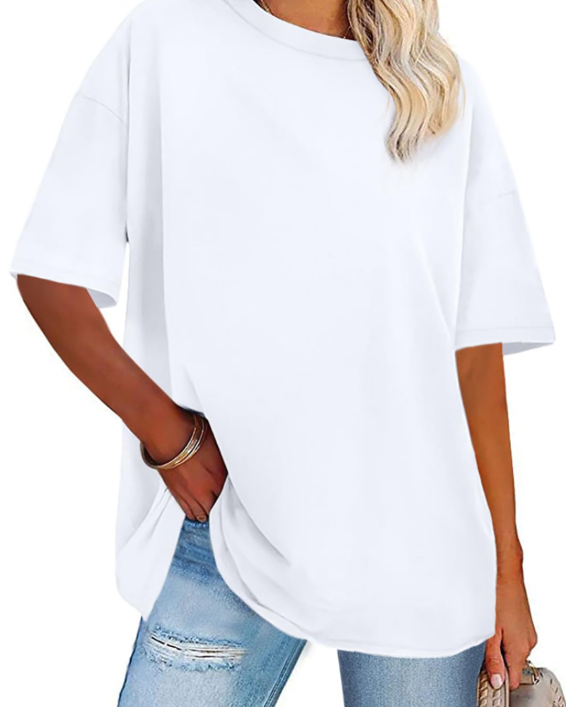 Mia T-shirt Dames Oversized Met Print – Casual Top Met Ronde Hals En Korte Mouwen