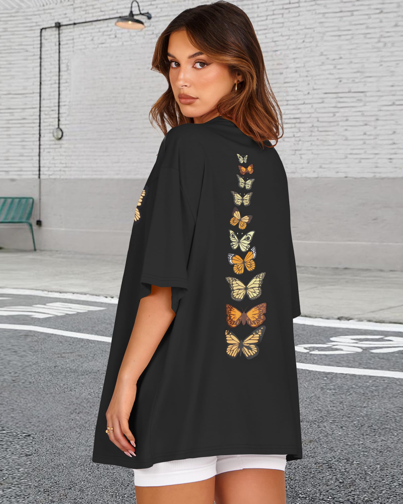 Mia T-shirt Dames Oversized Met Print – Casual Top Met Ronde Hals En Korte Mouwen