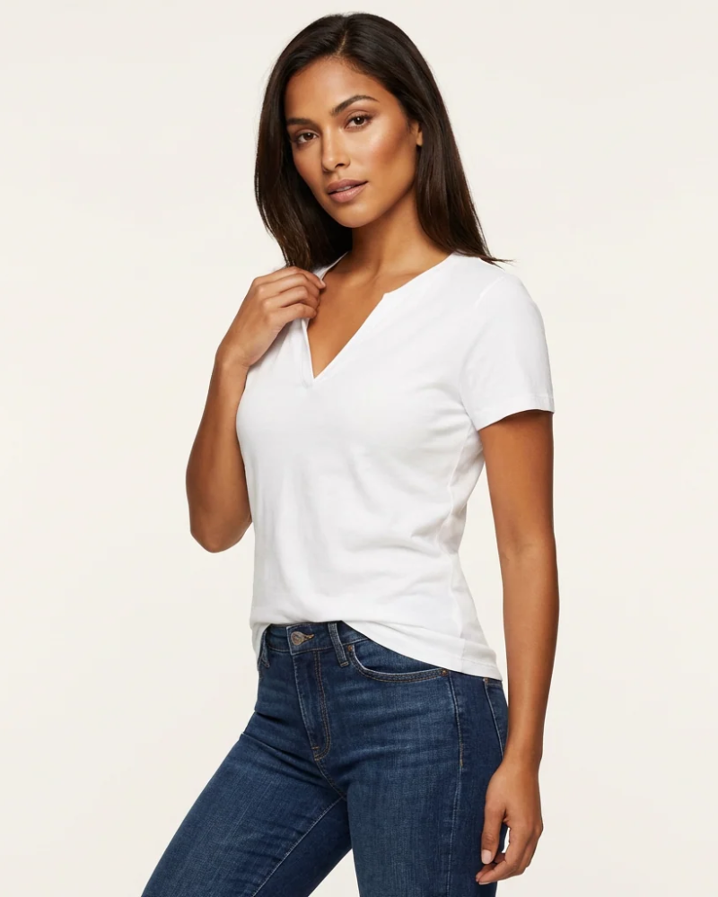 Γυναικείο T-Shirt Aveline – Βασικό Τοπ με V-λαιμόκοψη, Κοντά Μανίκια, Μαλακό Ύφασμα για Καθημερινή Άνεση