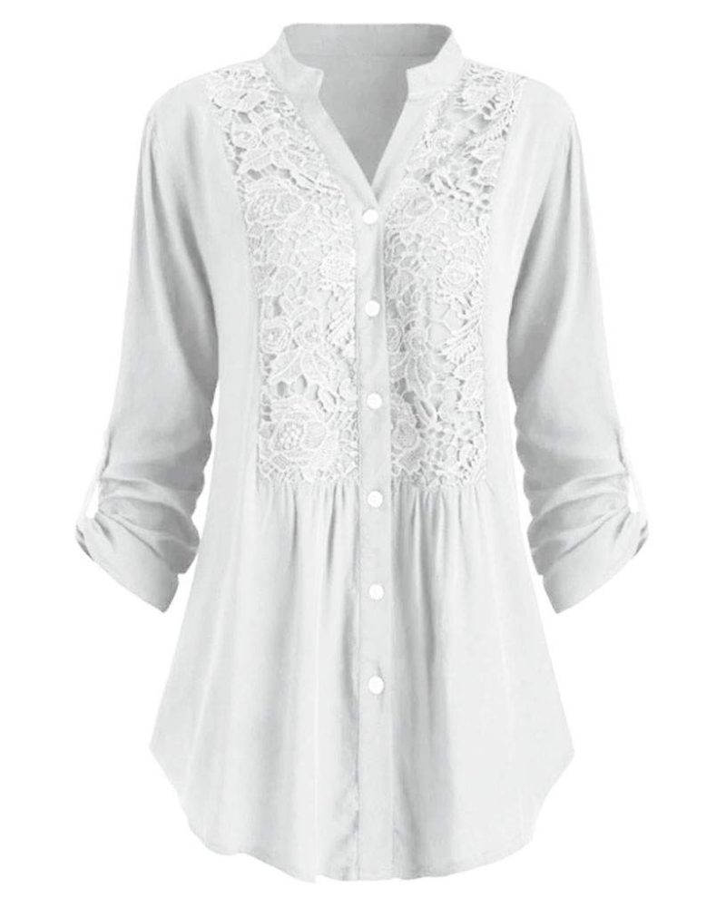 Blusa Krace Donna – Lino Cotone Oversize Scollo a V Pizzo Elegante