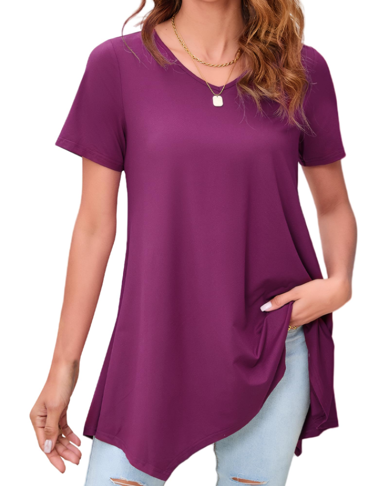 Tunica Donna Estiva Ivy – Scollo a V Stampa Paisley Orlo Fluido