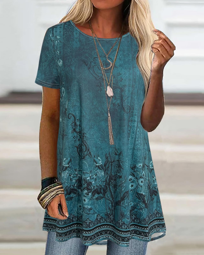 Belissa Haut Fleuri Femme – Lagana bluza s okruglim izrezom i lampion rukavima