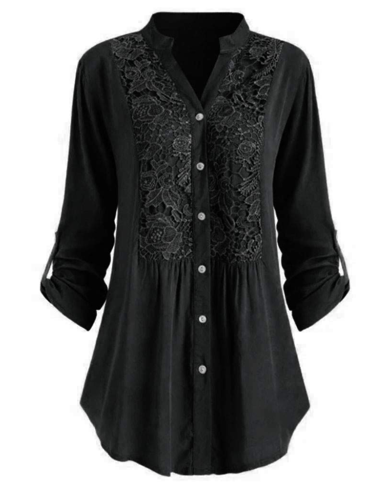 Blusa Krace Donna – Lino Cotone Oversize Scollo a V Pizzo Elegante