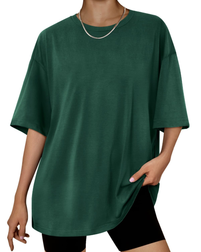 Camiseta Oversize Fantasía para Mujer – Top Largo con Cuello Redondo y Mangas Cortas