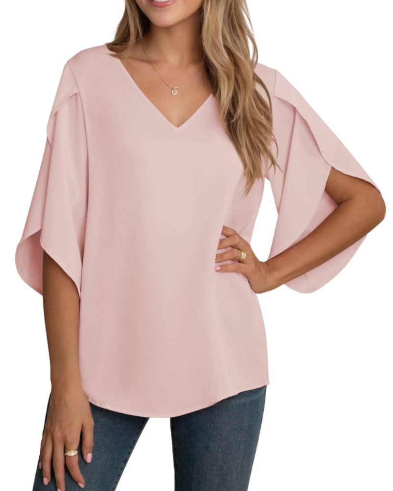 Blusa Lucy Donna – Mousseline Collo a V Maniche 3/4 Spaccate