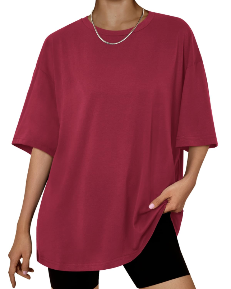 Camiseta Oversize Fantasía para Mujer – Top Largo con Cuello Redondo y Mangas Cortas