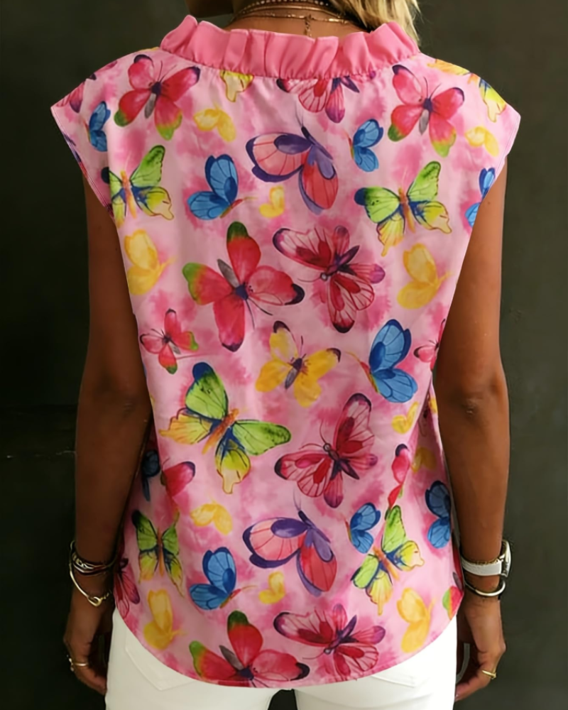 Farren Damenbluse mit Blumenmuster – V-Ausschnitt Bluse mit Volants und schulterfreiem Design